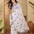 Women's white chiffon embroidered saree with unstitched blouse piece