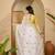 Women's white chiffon embroidered saree with unstitched blouse piece
