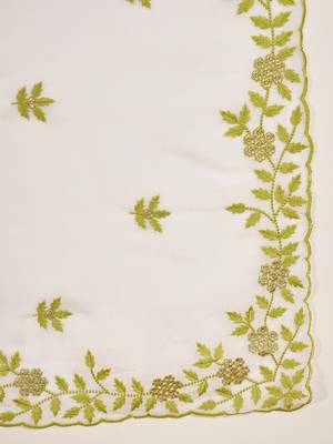 Women's white chiffon embroidered saree with unstitched blouse piece 5
