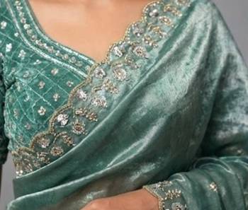 Sea Green Color Fancy Designer Satin Silk Saree 4