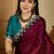 Women's wine chiffon embroidered saree with unstitched blouse piece