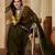 Women's olive chiffon embroidered saree with unstitched blouse piece