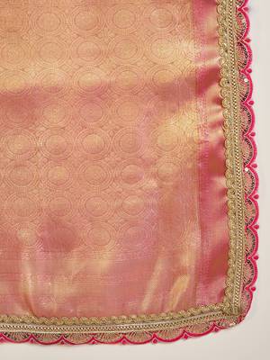 women's gold silk blend blend zari saree with unstitched blouse piece 5