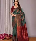 green soft art silk banarasi saree with blouse 