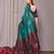 turquoise soft art silk banarasi saree with blouse 