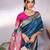turquoise soft art silk blend banarasi saree with blouse 