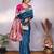 turquoise soft art silk blend banarasi saree with blouse 