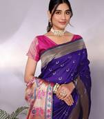 purple soft art silk banarasi saree with blouse 