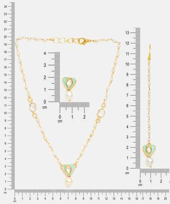 Gold plated kundan green stones necklace set 2