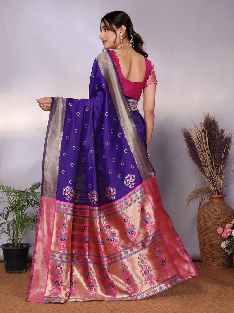 purple soft art silk banarasi saree with blouse 