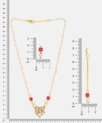 Gold plated kundan red stones necklace set 2