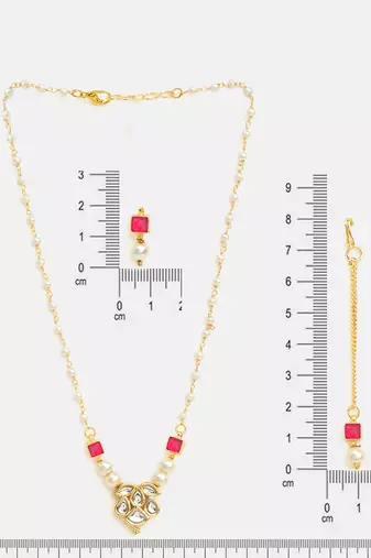 Gold plated kundan red stones necklace set