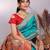 turquoise soft art silk banarasi saree with blouse 
