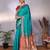 turquoise soft art silk banarasi saree with blouse 