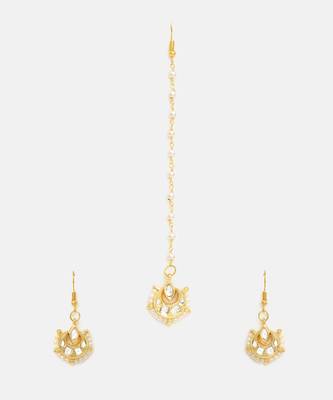 Gold plated kundan maang tikka 3