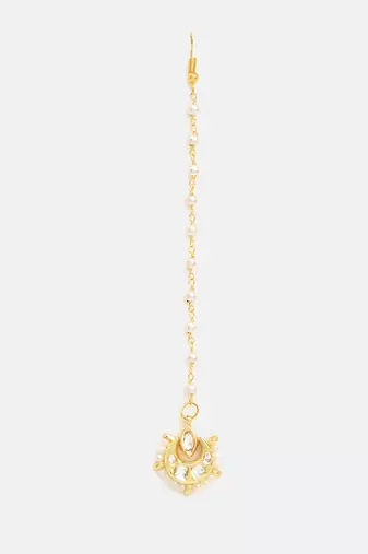 Gold plated kundan maang tikka