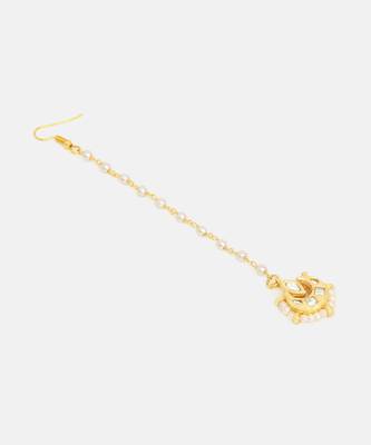 Gold plated kundan maang tikka 5