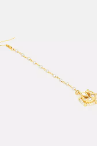 Gold plated kundan maang tikka