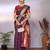 wine soft silk blend banarasi saree with blouse 