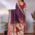 wine soft silk blend banarasi saree with blouse 