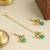 Gold plated kundan green stones maang tikka