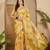Women's yellow organza zari woven saree with unstitched blouse piece
