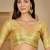 Women's yellow organza zari woven saree with unstitched blouse piece