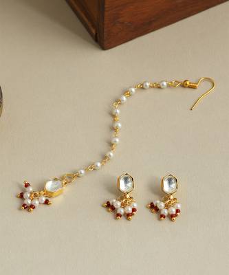 Gold plated kundan maang tikka 2