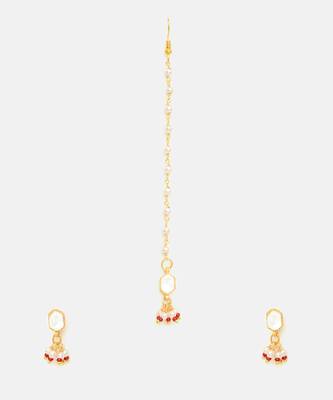 Gold plated kundan maang tikka 3