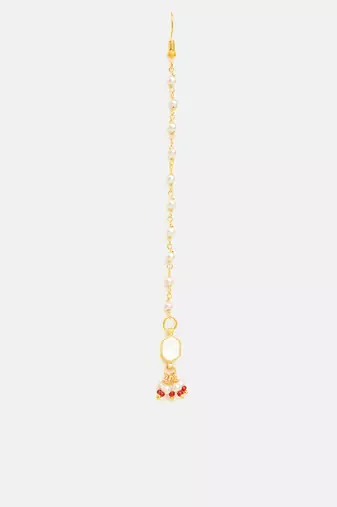 Gold plated kundan maang tikka