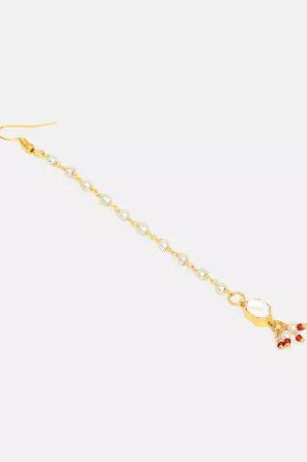 Gold plated kundan maang tikka