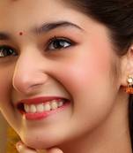 Gold plated kundan orange stones maang tikka