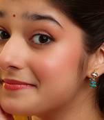 Gold plated kundan turquoise blue stones maang tikka