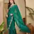 women's rama silk blend chiffon embroidered saree with unstitched blouse piece
