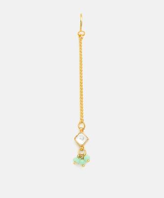 Gold plated kundan green stones maang tikka 4