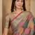 Women's grey organza zari woven saree with unstitched blouse piece