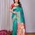 turquoise soft art silk banarasi saree with blouse 