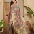 Women's grey organza zari woven saree with unstitched blouse piece