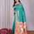 turquoise soft art silk banarasi saree with blouse 