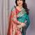 turquoise soft art silk banarasi saree with blouse 