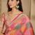 Women's peach organza zari woven saree with unstitched blouse piece