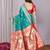 turquoise soft art silk banarasi saree with blouse 