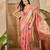 Women's peach organza zari woven saree with unstitched blouse piece