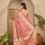 Women's peach organza zari woven saree with unstitched blouse piece