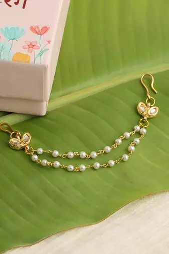 Gold plated kundan hair clip