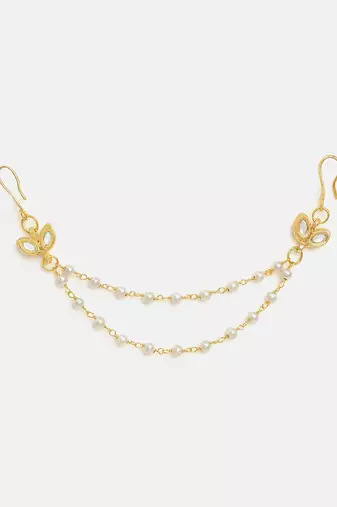Gold plated kundan hair clip