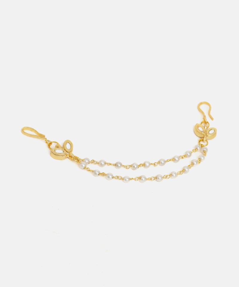 Gold plated kundan hair clip