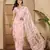 Women's pink chiffon foil print saree with unstitched blouse piece