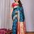 turquoise soft art silk banarasi saree with blouse 