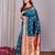turquoise soft art silk banarasi saree with blouse 